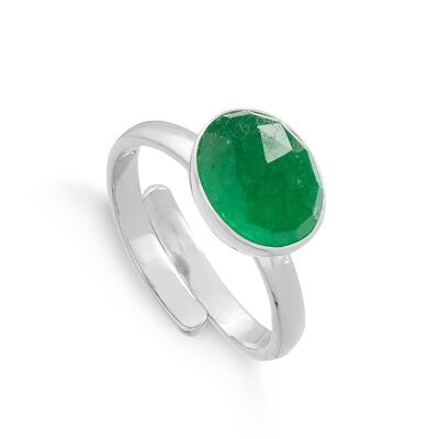 Emerald Quartz Atomic Midi Sterling Silver Adjustable Ring