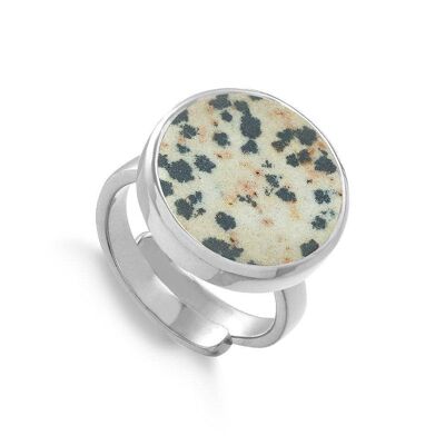Bella Luna Dalmatian Jasper Silver Ring