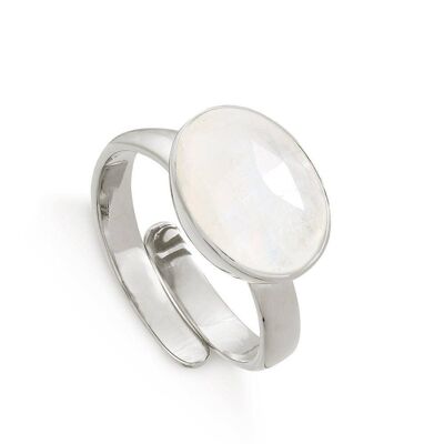 Atomic Maxi Rainbow Moonstone Silver Ring