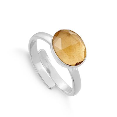 Champagne Quartz Atomic Midi Sterling Silver Adjustable Ring