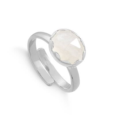 Rainbow Moonstone Rapture Silver Adjustable Ring