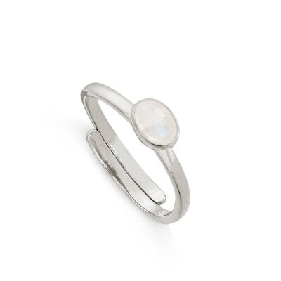 Atomic Micro Rainbow Moonstone Silver Ring