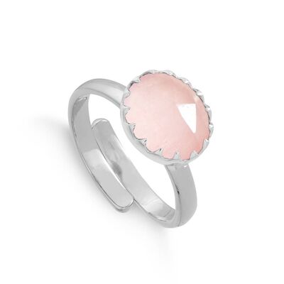 Rose Quartz Sunday Girl Midi Silver Adjustable Ring