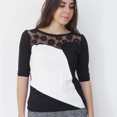 black and white heart top