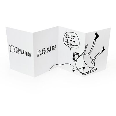 Concertina Card - Funny Fold Out Card - Drunk Again