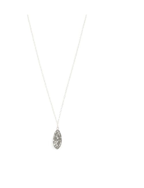 Short silver necklace with grey crystal pavé drop
