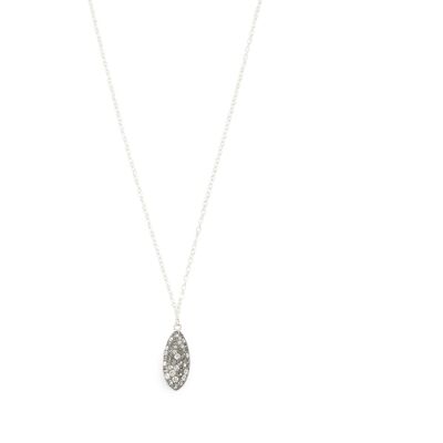 Collana corta con pendente a goccia in pavé di cristallo grigio