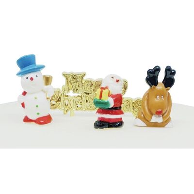 Kit di decorazioni per torte in plastica con personaggi natalizi