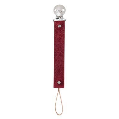 Berry Leather Dummy Clip with Silver Finish