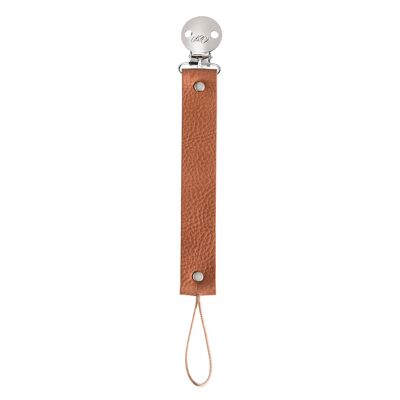 Tan Leather Dummy Clip with Silver Finish