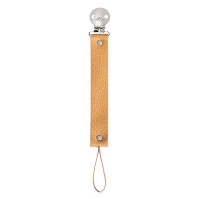 Mustard Leather Dummy Clip with Silver Finish