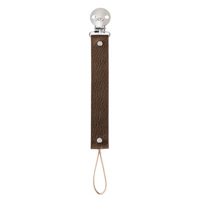 Olive Leather Dummy Clip with Silver Finish