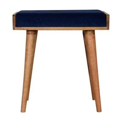 Blue Velvet Tray Style Footstool