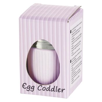 Egg Coddler en porcelaine - Rose avec un design cannelé en relief 7