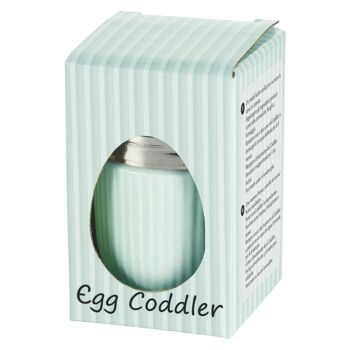 Egg Coddler en porcelaine - Vert avec un design cannelé en relief 3