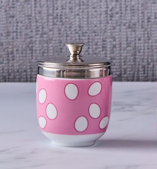 Porcelain Egg Coddler - Pink with a Glazed Finish Design