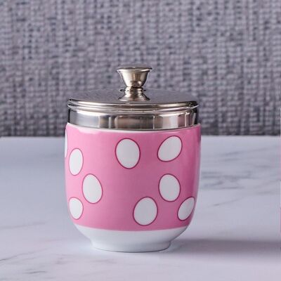 Porcelain Egg Coddler - Pink with a Glazed Finish Design