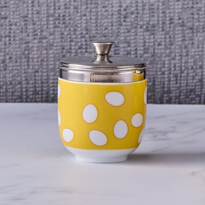 Porcelain Egg Coddler - Yellow with a Glazed Finish Design