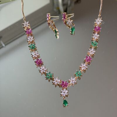 Star Ruby and Green Necklace