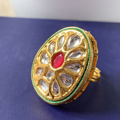 Polki Red Stone Ring