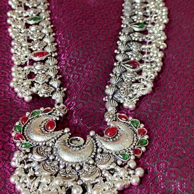 Kolhapuri Saaj Long-German Silver Necklace