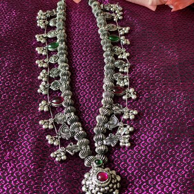 Kolhapuri Saaj oxidised medium Length Necklace