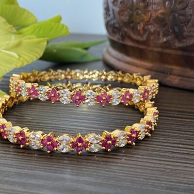 Ad Stone Bangle -White and Pink