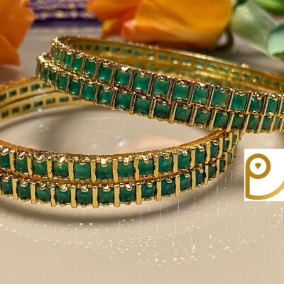 AD Stone Bangles -Green