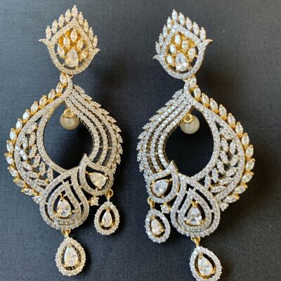 American Diamond Golden Based Earrings
