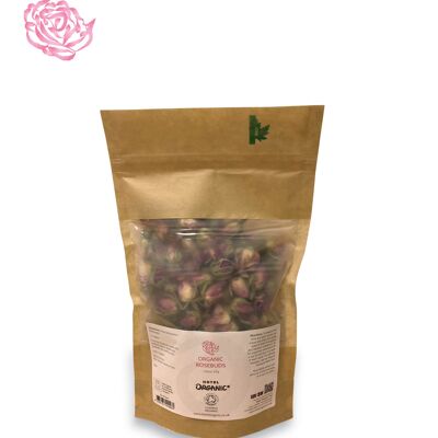 Certified Organic Dried Rosebuds 50g, Biodegradable Bag