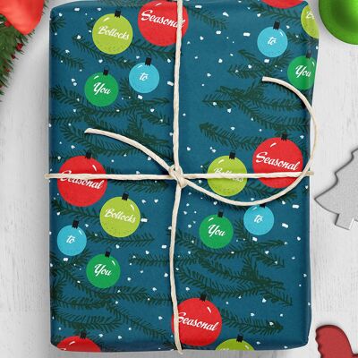 Seasonal Bollocks Christmas Gift Wrap **Pack of 2 Sheets Folded**