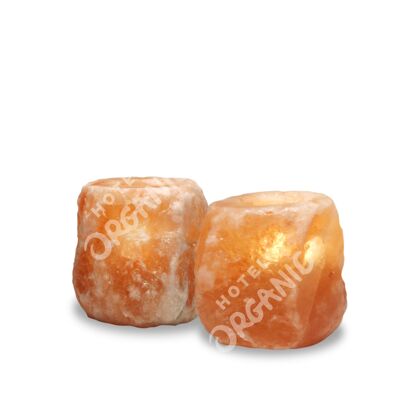 Natural Himalayan Crystal Salt Tealight Candle Holder - x2 Small