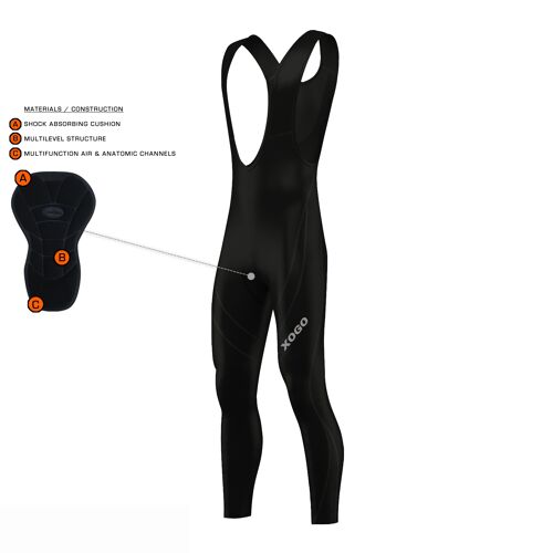 XOGO's Essential Cycling Bib Tights - Black