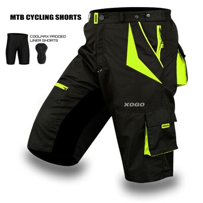 Short de cyclisme VTT DYNAMIC X100 de XOGO - Noir/Fluorescent