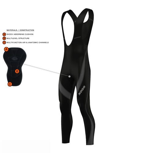 XOGO's Essential Cycling Bib Tights - Grey