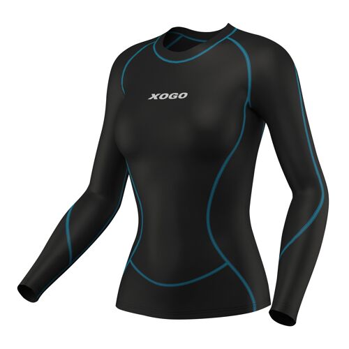 XOGO PERFORMANCE XP300 WOMEN’S BASELAYER TOP  - Black/Sky Blue