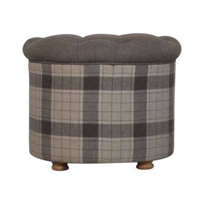 Deep Button Round Checked Footstool