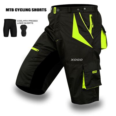 Pantalones cortos de ciclismo MTB DYNAMIC X100 de XOGO - Negro / Fluorescente