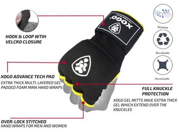 GANTS DE BOXE INTÉRIEUR XOGO PRO SERIES - Noir/Jaune 2