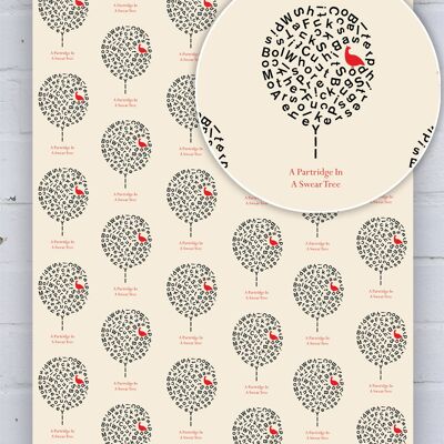 Partridge Swear Tree Christmas Gift Wrap **Pack of 2 Sheets Folded**