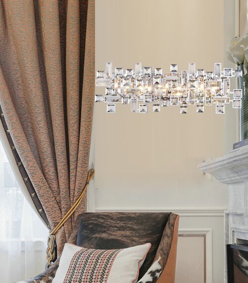 Medium Rectangle Semi Crystal wall/Ceiling light -65cm