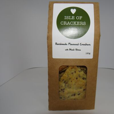 Isle Of Crackers Flaxseed & Black Olive 150g