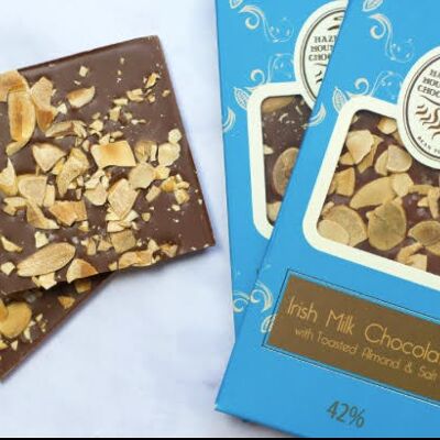 Hazel Mountain Milk Chocolate with Toasted Almond & Sea Salt 75g