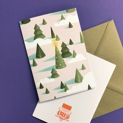 Ferienwaldkarte | A6 gefaltete Weihnachtskarte
