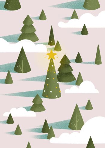 Carte de forêt de vacances | Carte de Noël pliée A6 3