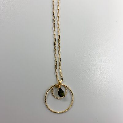 Double ring necklace - black tourmaline