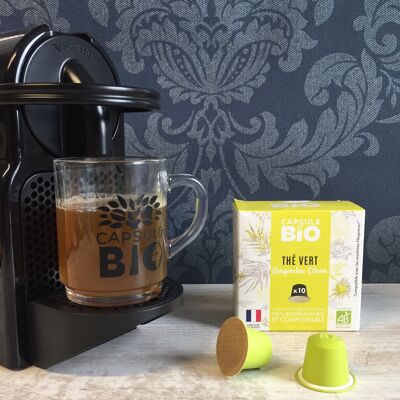 Organic green lemon ginger tea - Nespresso X10 tea capsule