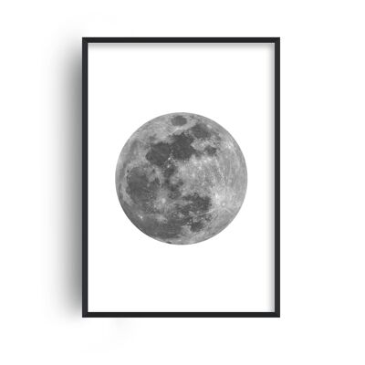 Grey Full Moon Print - 30x40inches/75x100cm - White Frame