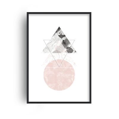 Marble Black and Pink Triangle Abstract Print - A4 (21x29.7cm) - Print Only