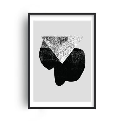 Graffiti Black and Grey Triangle Print - A4 (21x29.7cm) - White Frame